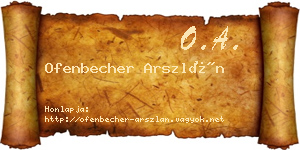Ofenbecher Arszlán névjegykártya